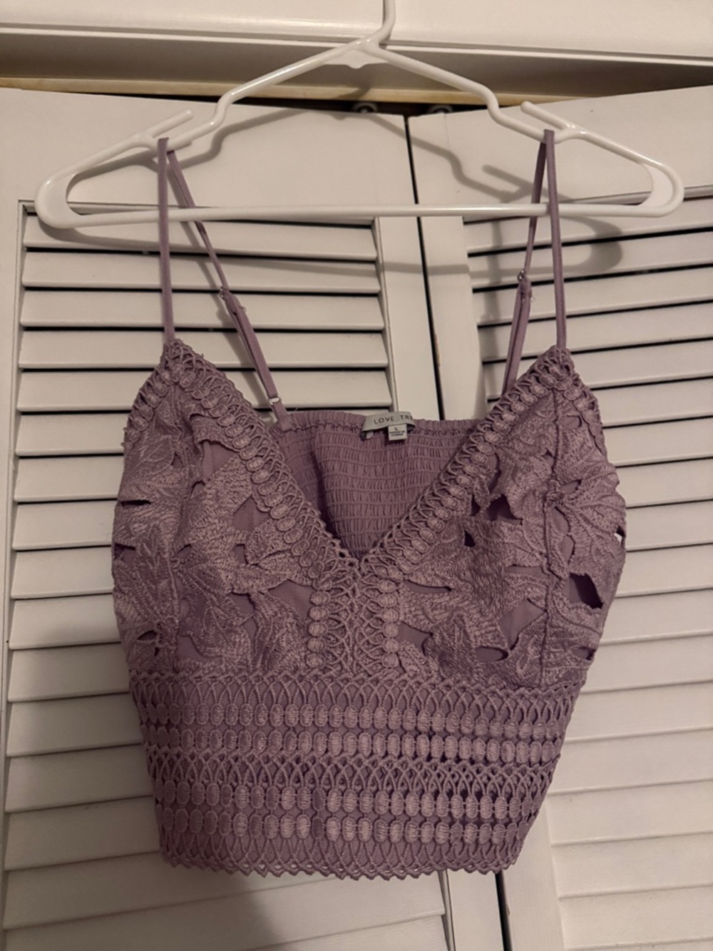 Love Tree Lavender Smocked Crochet Top